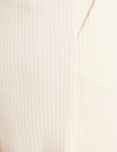 Pantalon large velours ivoire femme
