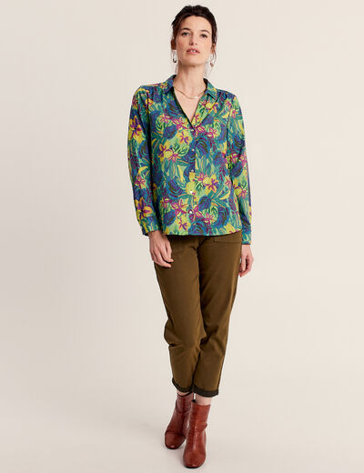Chemise manches longues vert fluo femme