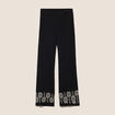 Pantalon large 7/8&egrave;me taille haute noir femme