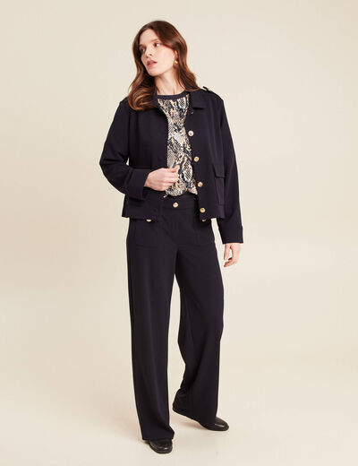 Veste boutonnée bleu foncé femme