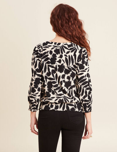 Blouse manches 3/4 noir femme
