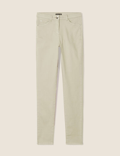 Pantalon léger taille haute long vert clair femme