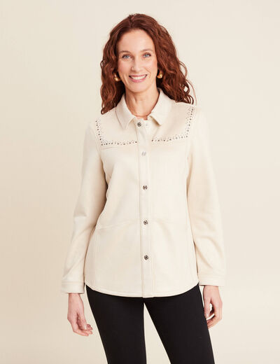 Veste suédine détails cloutés sable femme