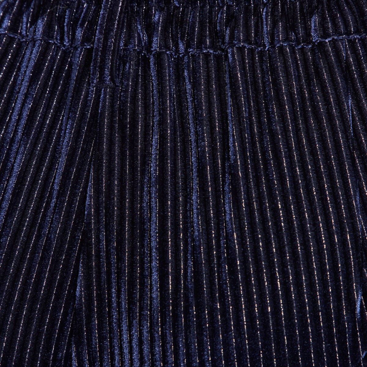 Pantalon large velours bleu fonc&eacute; femme