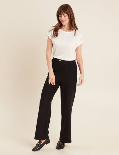 Pantalon tricot large noir femme