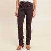 Pantalon droit taille haute marron fonc&eacute; femme