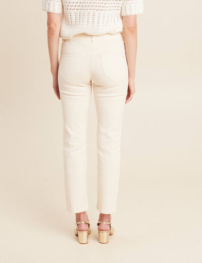 Pantalon jean taille basculée ivoire femme