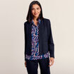 Veste ajust&eacute;e col ch&acirc;le bleu marine femme