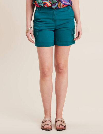 Short ajusté à rabats vert femme