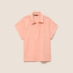 Polo droit col chemise manches courtes orange abricot femme