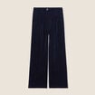 Pantalon large velours bleu fonc&eacute; femme
