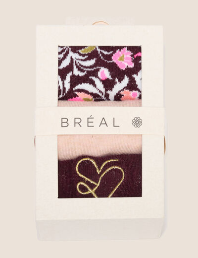 Coffret lot de 3 paires de chaussettes rose femme