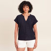 T-shirt droit manches courtes bleu marine femme