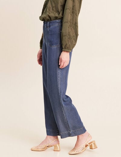 Jean large 7/8&egrave;me denim double stone femme