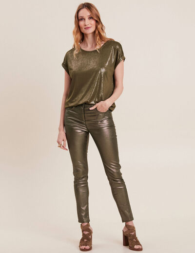T-shirt manches courtes vert olive femme