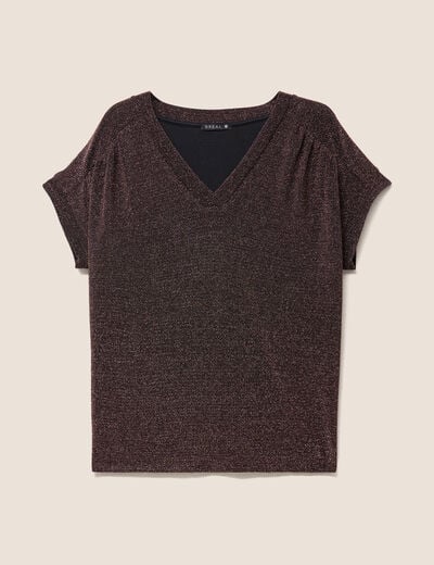 T-shirt manches courtes couleur cuivre femme