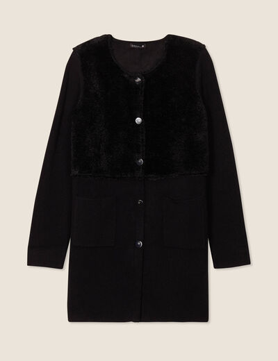 Veste droite buste bouclette noir femme