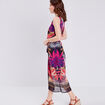 Robe longue droite ceinturée rose femme