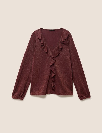 Blouse manches longues orange fonc&eacute; femme