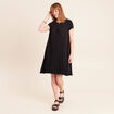 Robe courte &eacute;vas&eacute;e pliss&eacute;e col rond noir femme