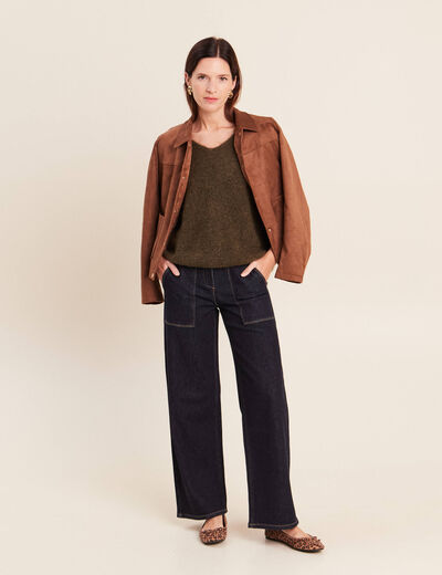 Pull sans manches vert kaki femme