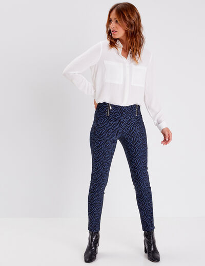 Tregging avec détails zippés bleu femme