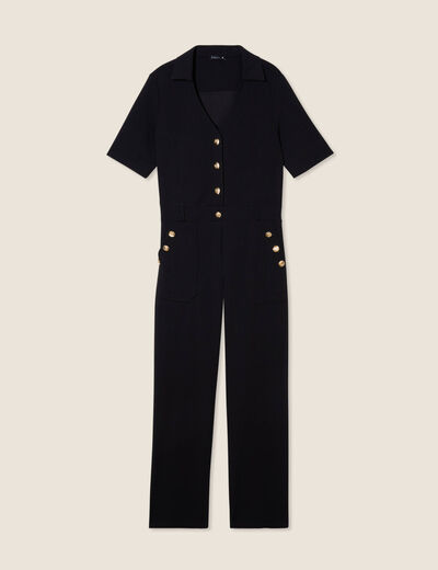 Combinaison pantalon boutons noir femme
