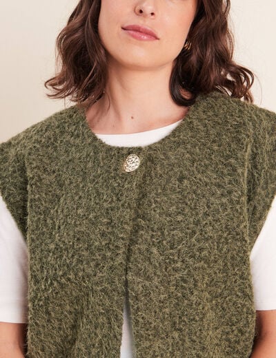Gilet ample sans manches vert kaki femme