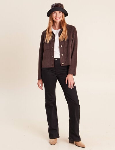 Veste doubl&eacute;e marron fonc&eacute; femme