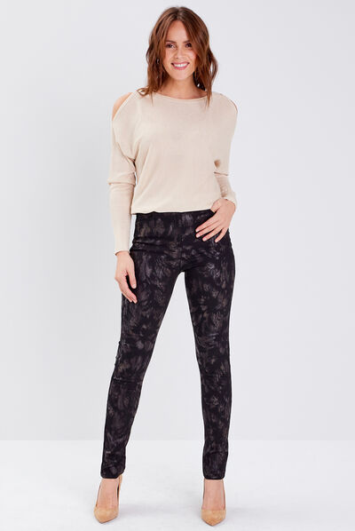 Pantalon ajusté denim noir femme
