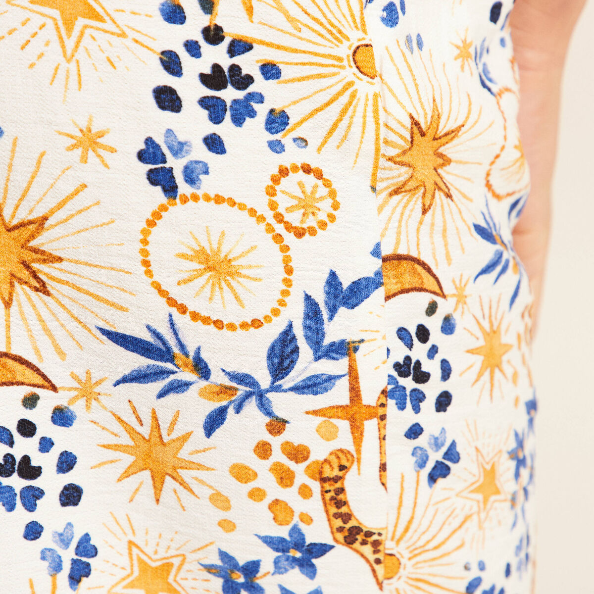 Pantalon fluide taille haute bleu femme