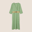 Robe droite ceinturée vert femme