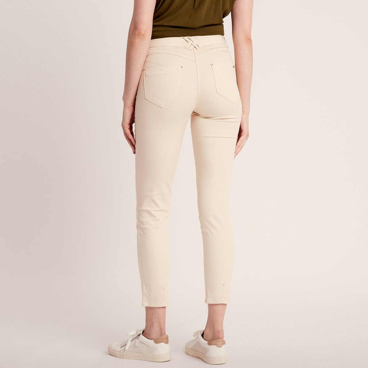 Pantalon ajusté ivoire femme