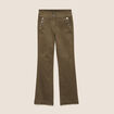 Pantalon coupe bootcut &agrave; pont vert kaki femme