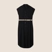 Robe chemise droite ceinturée noir femme