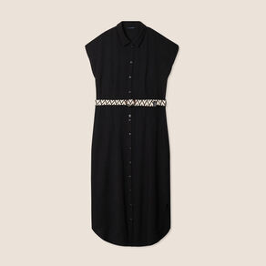 robe chemise droite ceinturee noir femme Robe chemise droite ceinturée noir femme