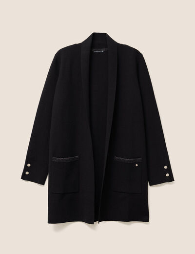 Gilet col ch&acirc;le noir femme