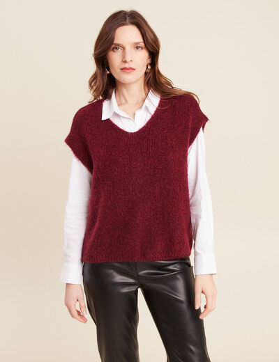 Pull sans manches bordeaux femme