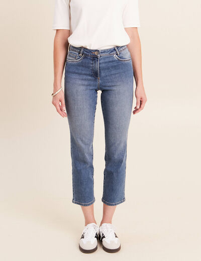 Jean coupe droite 7/8&egrave;me denim stone femme