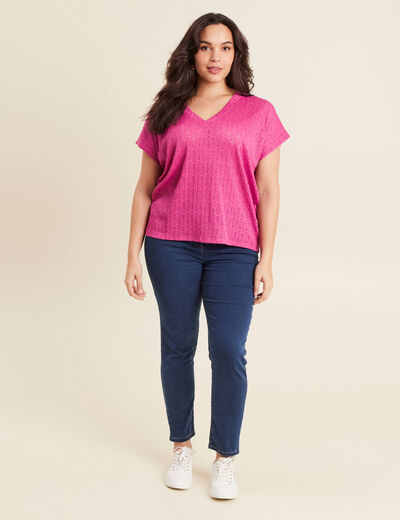 T-shirt manches courtes rose femme