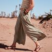 Pantalon jupe-culotte large vert clair femme