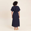 Robe longue &eacute;vas&eacute;e col v manches coudes bleu marine femme