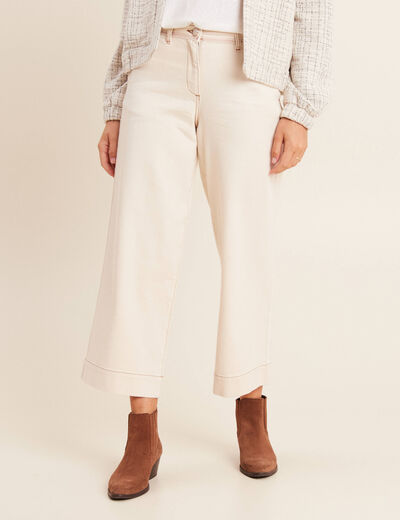 Jean large taille haute 7/8ème ivoire femme