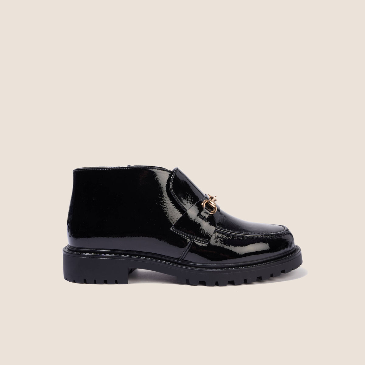 Mocassins montants vernis noir femme