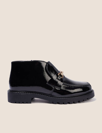 Mocassins montants vernis noir femme