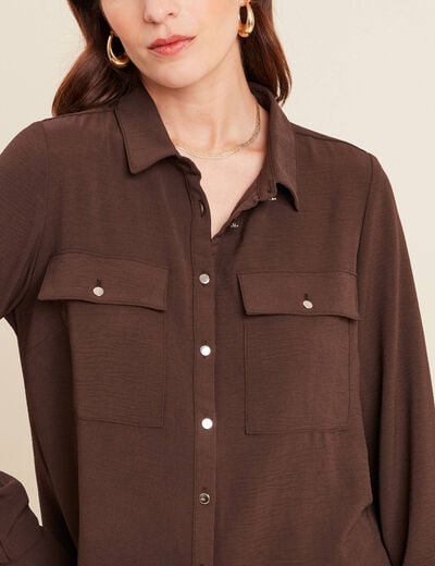 Chemise manches longues marron femme