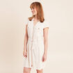 Robe droite courte col chemise beige femme