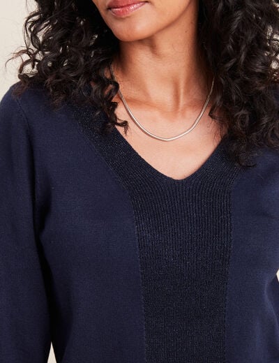 Pull manches longues bleu marine femme