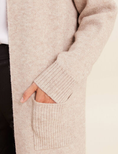 Gilet manches longues avec poches creme femme