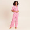 Pantalon fluide et large taille standard rose fushia femme